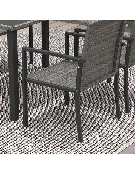 Outsunny Outdoor Dining Set 5 Pieces Patio Conservatory with Tempered Glass Tabletop,4 Dining Chairs - Grey 861-094V00GY - pic 46091 | FastDaddyshop