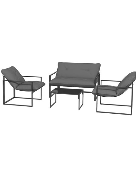 Outsunny 4 Piece Steel Frame Garden Sofa Set, Grey 84G-123V70BK - pic 46093 | FastDaddyshop