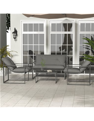 Outsunny 4 Piece Steel Frame Garden Sofa Set, Grey 84G-123V70BK