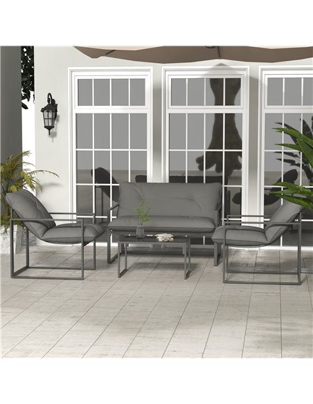 Outsunny 4 Piece Steel Frame Garden Sofa Set, Grey 84G-123V70BK - pic 46094 | FastDaddyshop