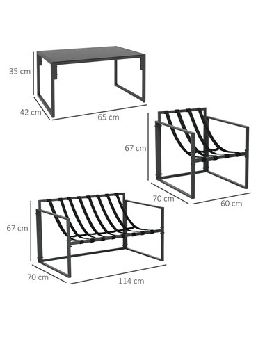 Outsunny 4 Piece Steel Frame Garden Sofa Set, Grey 84G-123V70BK