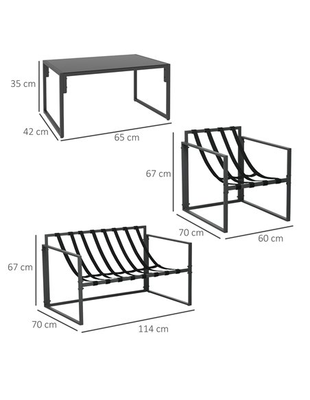 Outsunny 4 Piece Steel Frame Garden Sofa Set, Grey 84G-123V70BK - pic 46095 | FastDaddyshop