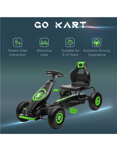 HOMCOM Children Pedal Go Kart, Racing Go Cart with Adjustable Seat, Inflatable Tyres, Shock Absorb, Handbrake, for Boys and Girl - pic 4610 | FastDaddyshop
