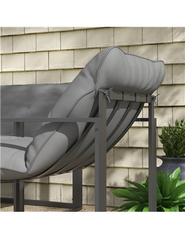 Outsunny 4 Piece Garden Sofa Set 2 Single Armchair, Loveseat and Coffee Table Set Steel Frame Patio Furniture with Thick Cushion