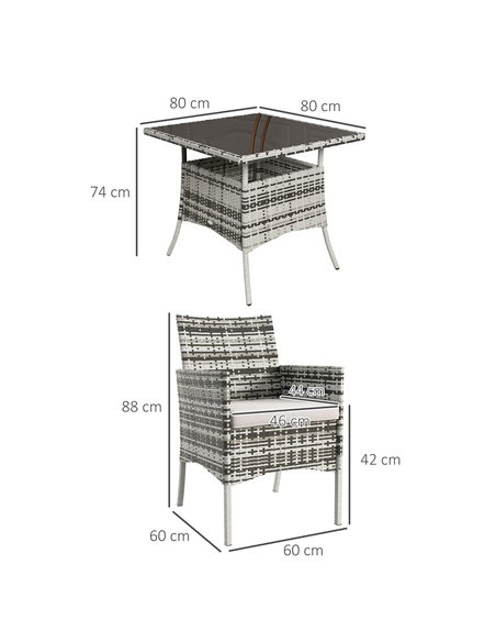 Outsunny Outdoor 5 Pieces Patio Dining Set, Grey 861-079V00GG - pic 46104 | FastDaddyshop