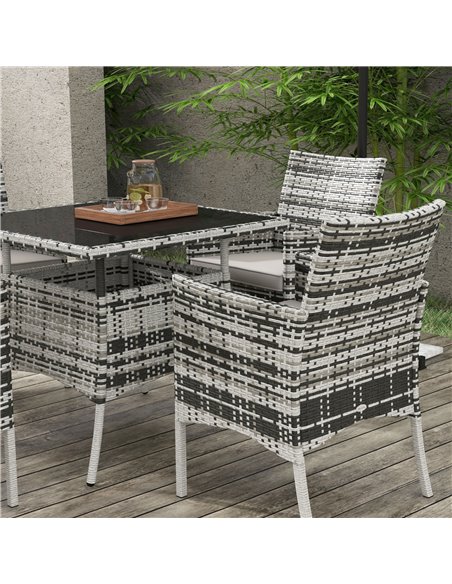 Outsunny Outdoor Dining Set 5 Pieces Patio Conservatory with Tempered Glass Tabletop, 4 Dining Armchairs - Grey 861-079V00GG - pic 46108 | FastDaddyshop