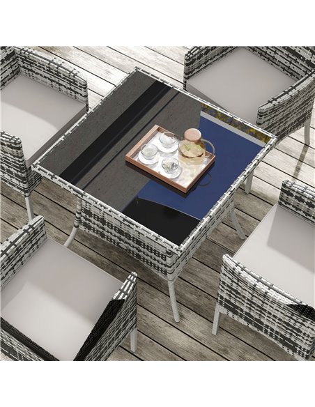 Outsunny Outdoor Dining Set 5 Pieces Patio Conservatory with Tempered Glass Tabletop, 4 Dining Armchairs - Grey 861-079V00GG - pic 46109 | FastDaddyshop