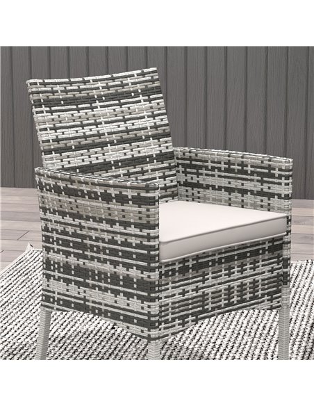 Outsunny Outdoor Dining Set 5 Pieces Patio Conservatory with Tempered Glass Tabletop, 4 Dining Armchairs - Grey 861-079V00GG - pic 46110 | FastDaddyshop