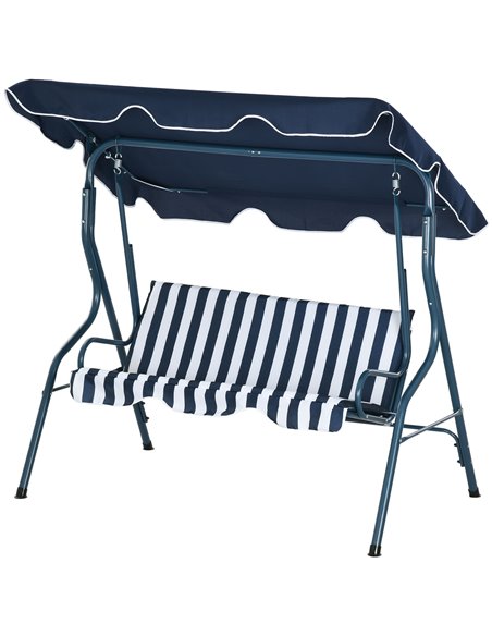 Outsunny 3 Seater Outdoor Garden Swing Seat Chair, Blue Stripes 84A-118V01BU - pic 46111 | FastDaddyshop