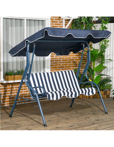 Outsunny 3 Seater Outdoor Garden Swing Seat Chair, Blue Stripes 84A-118V01BU