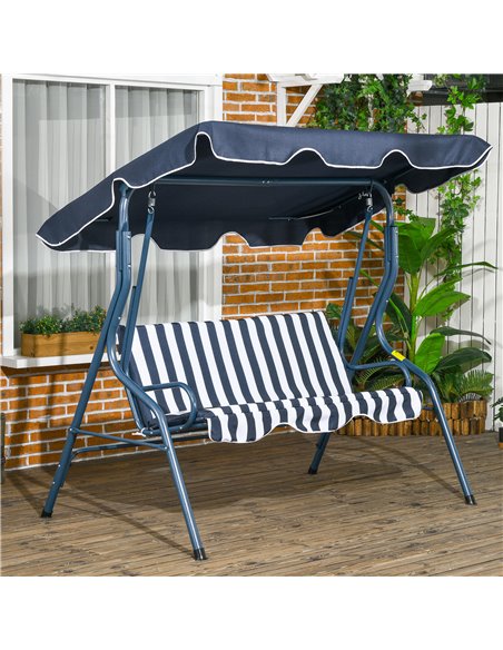 Outsunny 3 Seater Outdoor Garden Swing Seat Chair, Blue Stripes 84A-118V01BU - pic 46112 | FastDaddyshop