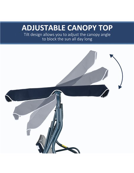 Outsunny 3 Seater Garden Swing Seat Chair Outdoor Bench with Adjustable Canopy and Metal Frame, Blue Stripes 84A-118V01BU - pic 46114 | FastDaddyshop