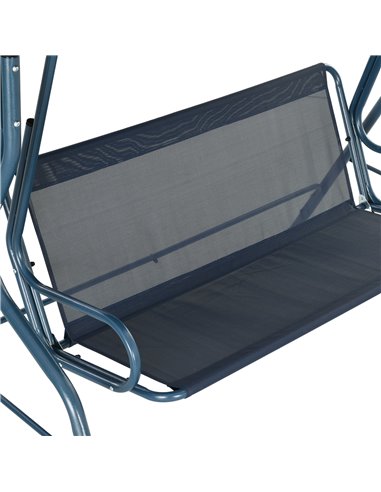 Outsunny 3 Seater Garden Swing Seat Chair Outdoor Bench with Adjustable Canopy and Metal Frame, Blue Stripes 84A-118V01BU