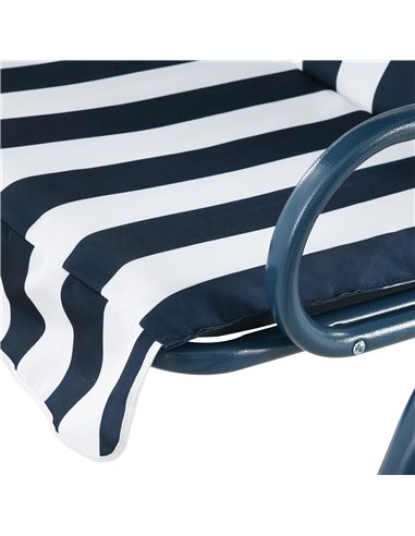 Outsunny 3 Seater Garden Swing Seat Chair Outdoor Bench with Adjustable Canopy and Metal Frame, Blue Stripes 84A-118V01BU