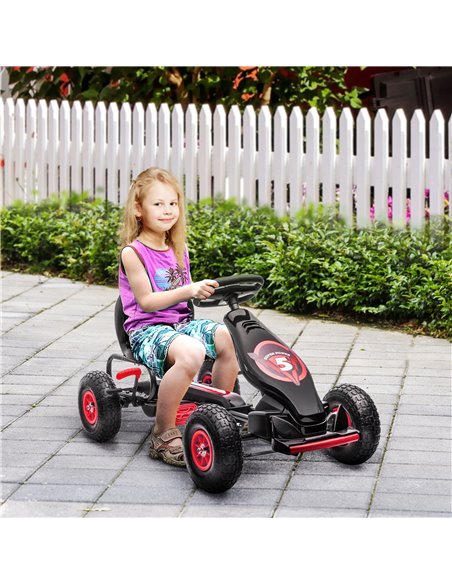HOMCOM Children Pedal Go Kart, Racing Go Cart with Adjustable Seat, Inflatable Tyres, Shock Absorb, Handbrake, for Boys and Girl - pic 4612 | FastDaddyshop