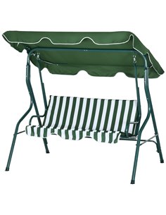 Outsunny 3 Seater Outdoor Garden Swing Seat Chair, Green Stripes 84A-118V01GN