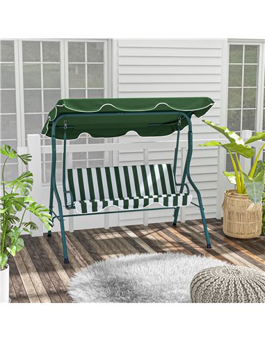 Outsunny 3 Seater Outdoor Garden Swing Seat Chair, Green Stripes 84A-118V01GN