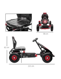 HOMCOM Children Pedal Go Kart, Racing Go Cart with Adjustable Seat, Inflatable Tyres, Shock Absorb, Handbrake, for Boys and Girl 2