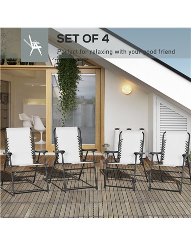 Outsunny 4-Pieces Outdoor Patio Folding Chair Set, Cream White 84B-P100
