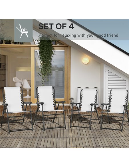 Outsunny 4-Pieces Outdoor Patio Folding Chair Set, Cream White 84B-P100 - pic 46132 | FastDaddyshop