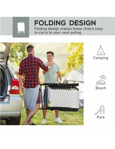 Outsunny  Pieces Patio Folding Chair Set, Outdoor Portable Loungers for Camping Pool Beach Deck, Lawn Chairs with Armrest Steel 