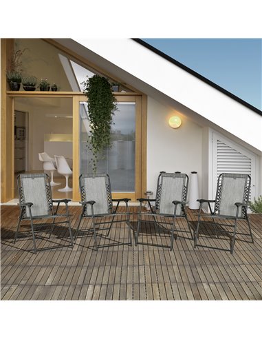 Outsunny 4-Pieces Outdoor Patio Folding Chair Set, Mixed Grey 84B-P101