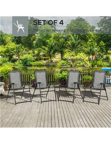 Outsunny  Pieces Patio Folding Chair Set, Outdoor Portable Loungers for Camping Pool Beach Deck, Lawn Chairs with Armrest Steel 