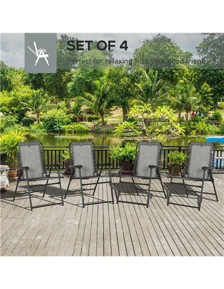 Outsunny  Pieces Patio Folding Chair Set, Outdoor Portable Loungers for Camping Pool Beach Deck, Lawn Chairs with Armrest Steel  - pic 46141 | FastDaddyshop