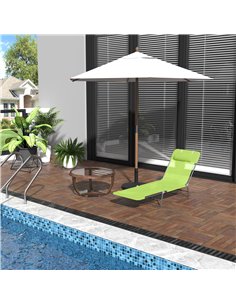 Outsunny Sun Bed Chair Garden Lounger Recliner, Green 01-0335 2