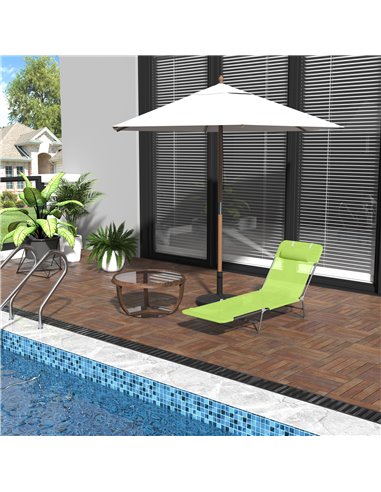Outsunny Sun Bed Chair Garden Lounger Recliner Adjustable Back Relaxer Chair Furniture Green 01-0335