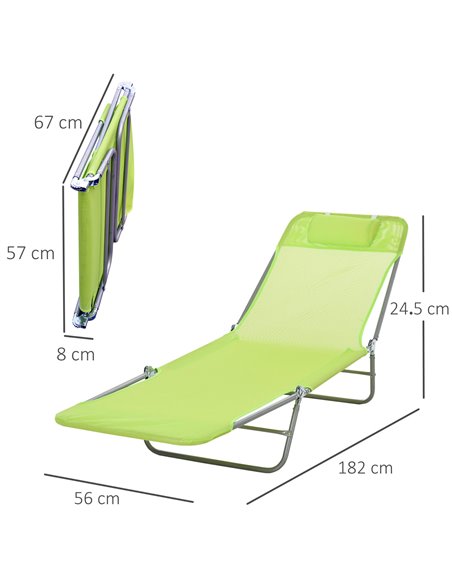 Outsunny Sun Bed Chair Garden Lounger Recliner Adjustable Back Relaxer Chair Furniture Green 01-0335 - pic 46149 | FastDaddyshop