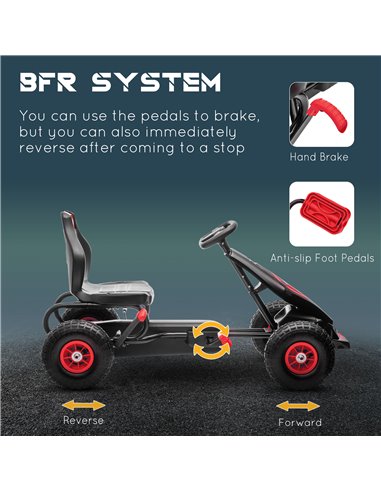HOMCOM Children Pedal Go Kart, Racing Go Cart with Adjustable Seat, Inflatable Tyres, Shock Absorb, Handbrake, for Boys and Girl