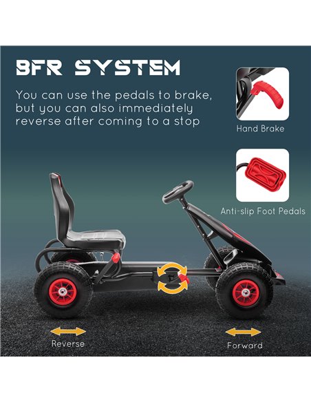 HOMCOM Children Pedal Go Kart, Racing Go Cart with Adjustable Seat, Inflatable Tyres, Shock Absorb, Handbrake, for Boys and Girl - pic 4615 | FastDaddyshop