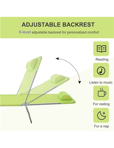 Outsunny Sun Bed Chair Garden Lounger Recliner Adjustable Back Relaxer Chair Furniture Green 01-0335 - pic 46150 | FastDaddyshop