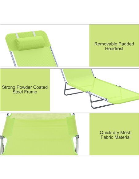 Outsunny Sun Bed Chair Garden Lounger Recliner Adjustable Back Relaxer Chair Furniture Green 01-0335 - pic 46151 | FastDaddyshop