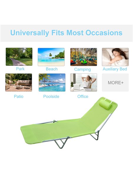 Outsunny Sun Bed Chair Garden Lounger Recliner Adjustable Back Relaxer Chair Furniture Green 01-0335 - pic 46153 | FastDaddyshop
