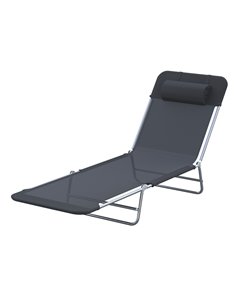 Outsunny Portable Sun Bed Chair Garden Lounger, Black 01-0336