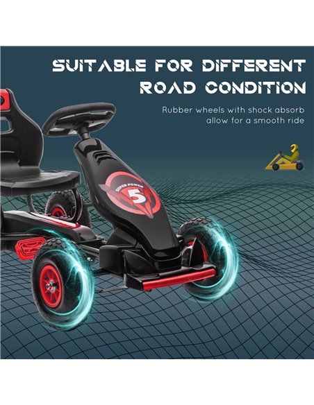 HOMCOM Children Pedal Go Kart, Racing Go Cart with Adjustable Seat, Inflatable Tyres, Shock Absorb, Handbrake, for Boys and Girl - pic 4616 | FastDaddyshop