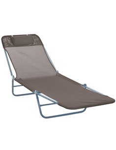 Outsunny Sun Bed Chair Garden Lounger Recliner, Coffee 01-0337