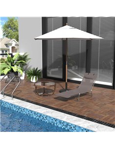 Outsunny Sun Bed Chair Garden Lounger Recliner, Coffee 01-0337 2