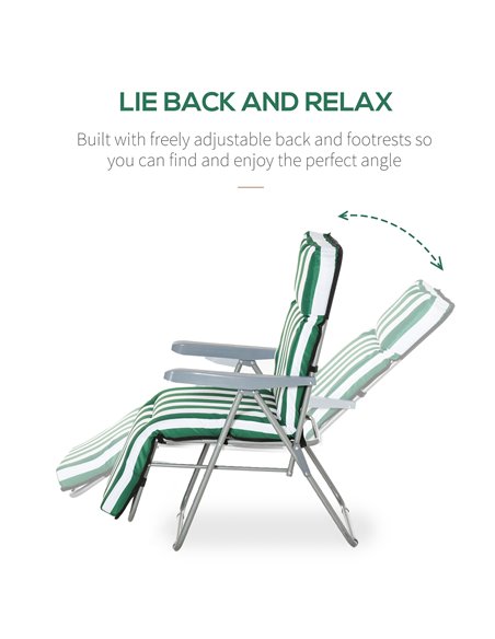 Outsunny Set of 2 Garden Patio Outdoor Sun Recliners Loungers Folding Foldable Multi Position Relaxers Chairs with Cushions Fire - pic 46177 | FastDaddyshop