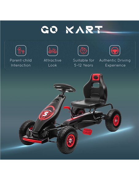 HOMCOM Children Pedal Go Kart, Racing Go Cart with Adjustable Seat, Inflatable Tyres, Shock Absorb, Handbrake, for Boys and Girl - pic 4618 | FastDaddyshop