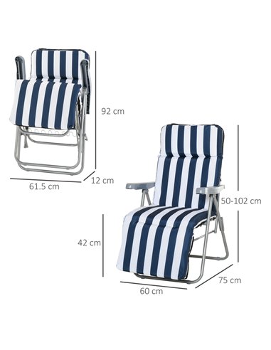 Outsunny Set of 2 Garden Patio Outdoor Sun Recliners Loungers Folding Foldable Multi Position Relaxers Chairs with Cushions Fire