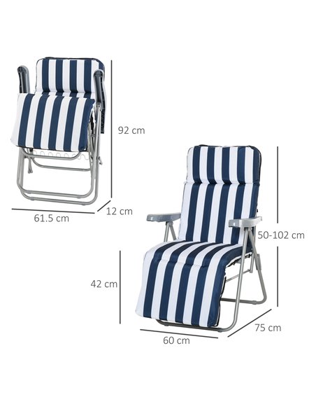 Outsunny Set of 2 Garden Patio Outdoor Sun Recliners Loungers Folding Foldable Multi Position Relaxers Chairs with Cushions Fire - pic 46185 | FastDaddyshop