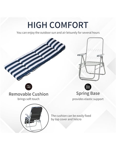 Outsunny Set of 2 Garden Patio Outdoor Sun Recliners Loungers Folding Foldable Multi Position Relaxers Chairs with Cushions Fire - pic 46186 | FastDaddyshop