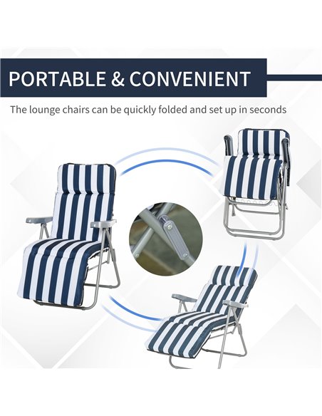 Outsunny Set of 2 Garden Patio Outdoor Sun Recliners Loungers Folding Foldable Multi Position Relaxers Chairs with Cushions Fire - pic 46188 | FastDaddyshop