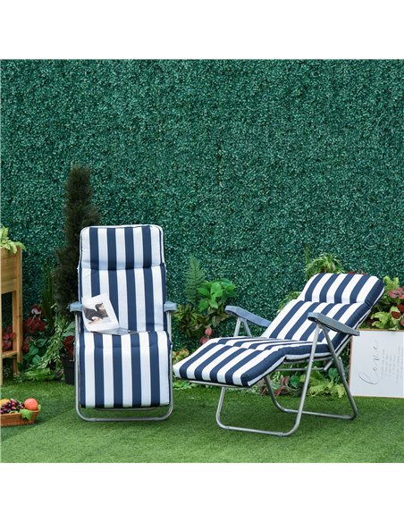 Outsunny Set of 2 Garden Patio Outdoor Sun Recliners Loungers Folding Foldable Multi Position Relaxers Chairs with Cushions Fire - pic 46191 | FastDaddyshop