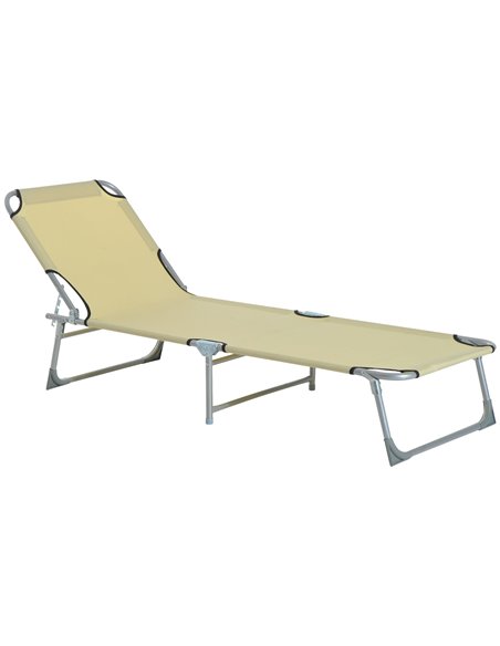 Outsunny Portable Adjustable Lounger, Oxford Cloth, Beige A20-028CW - pic 46192 | FastDaddyshop