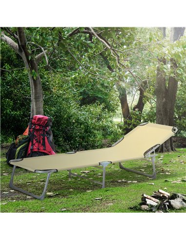Outsunny Portable Adjustable Lounger,Oxford Cloth-Beige  A20-028CW