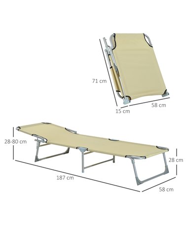 Outsunny Portable Adjustable Lounger,Oxford Cloth-Beige  A20-028CW
